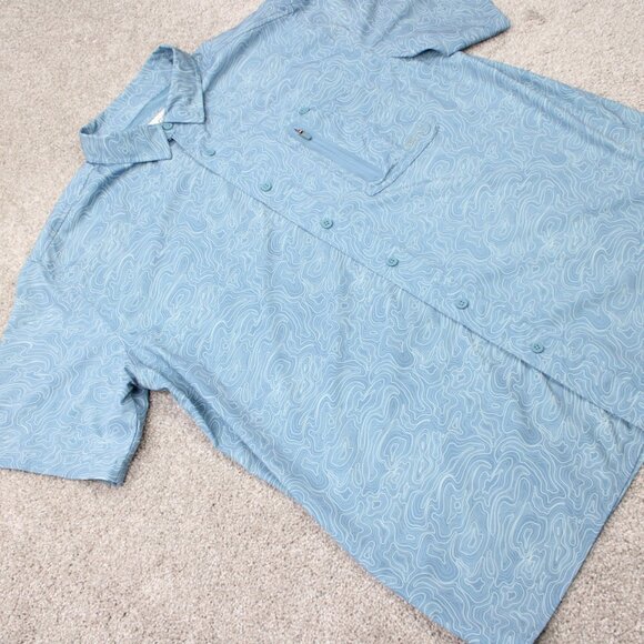 Gillz Shirt Mens Large Blue Geometric Polyester Stretch Fishing Long Sleeve - Picture 8 of 16